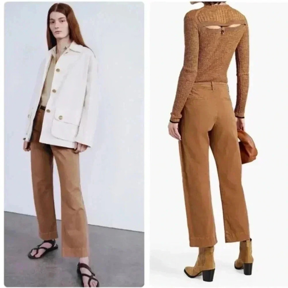 NWT Nili Lotan Tomboy Cuff Wide Leg Utility Pant Trouser in Fawn Tan Size 2 - Picture 2 of 9